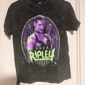 WWE Rhea Ripley Neon Graphic Tee - Black, Purple & Green